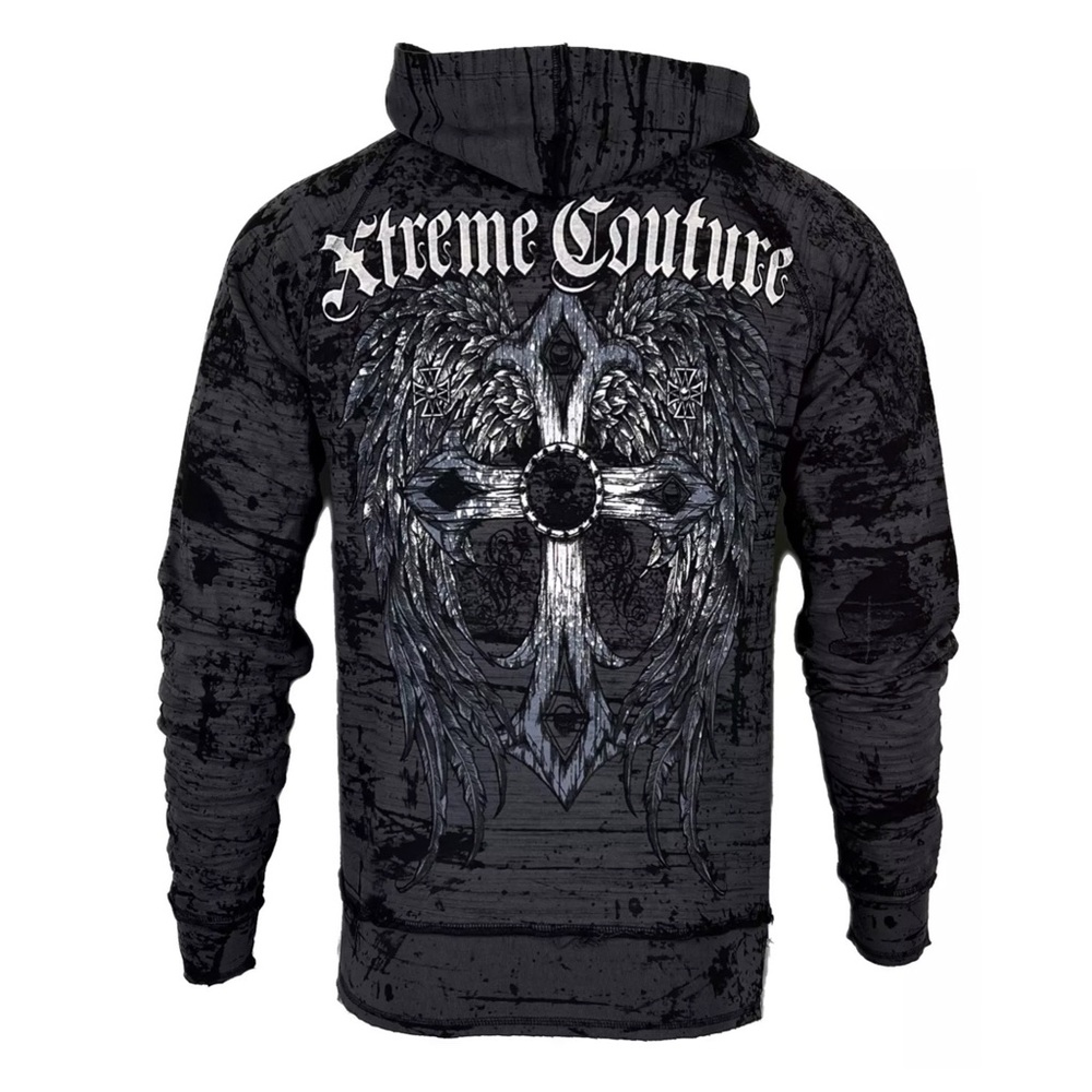 Xtreme Couture by Affliction Men's Zip up Hoodie SUPERIOR HEIST Biker Cross $88 - Picture 4 of 12